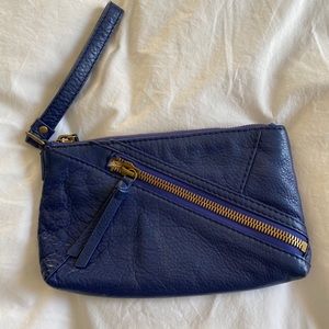 Blue leather Hobo clutch